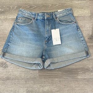 Zara Comfort Mom Fit Bermuda Denim Shorts Size 12 NWT